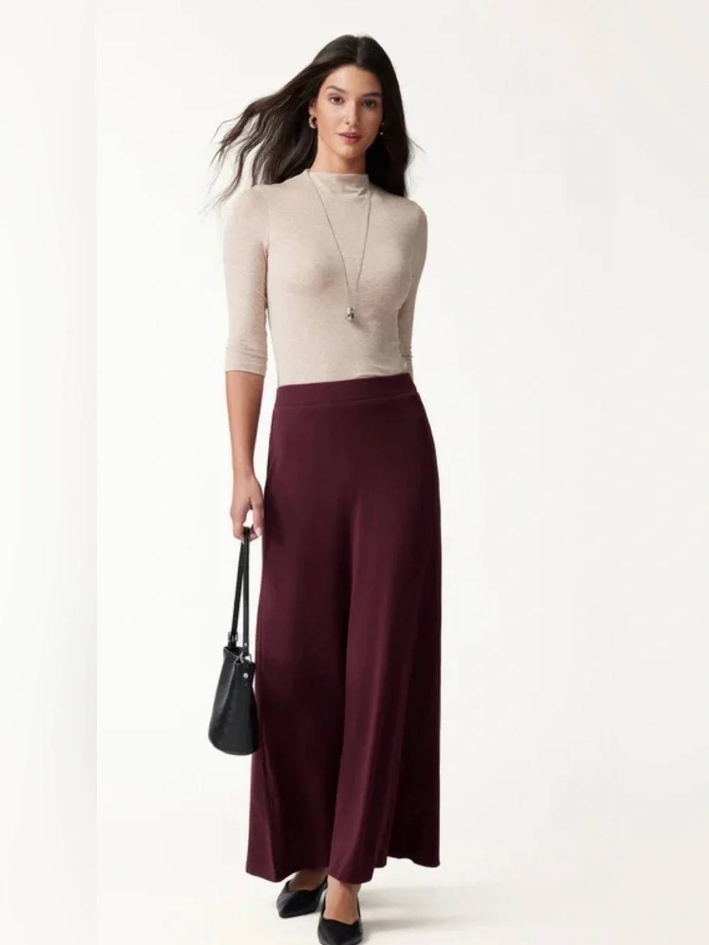 OGL Eco- Mousse High Rise A-Line Maxi Skirt Black , Large